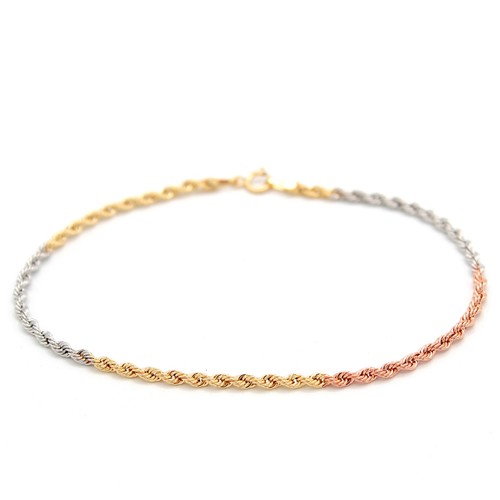 Bracciale fune oro tricolore - fune,