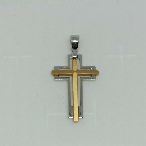 Croce uomo oro - bianco, e